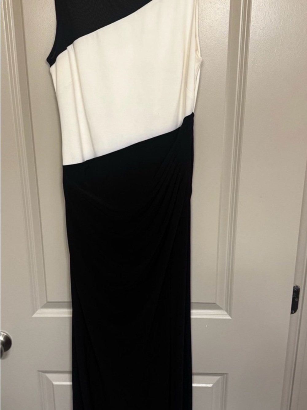 Ralph Lauren Black and White One-Shoulder Gown